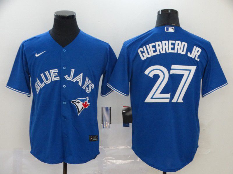 Men Toronto Blue Jays #27 Guerrero jr Blue Game MLB Jerseys->toronto blue jays->MLB Jersey